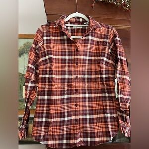 Orvis ladies 100%cotton plaid button down flannel S